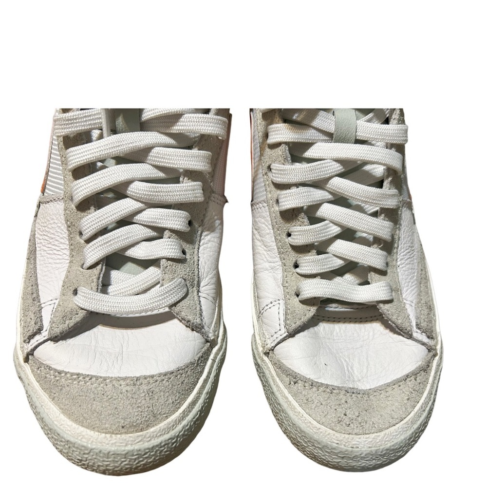 Nike Blazer Mid Size 8 DQ7673-103 White High Top Retro Orange Logo Shoes - Picture 9 of 15